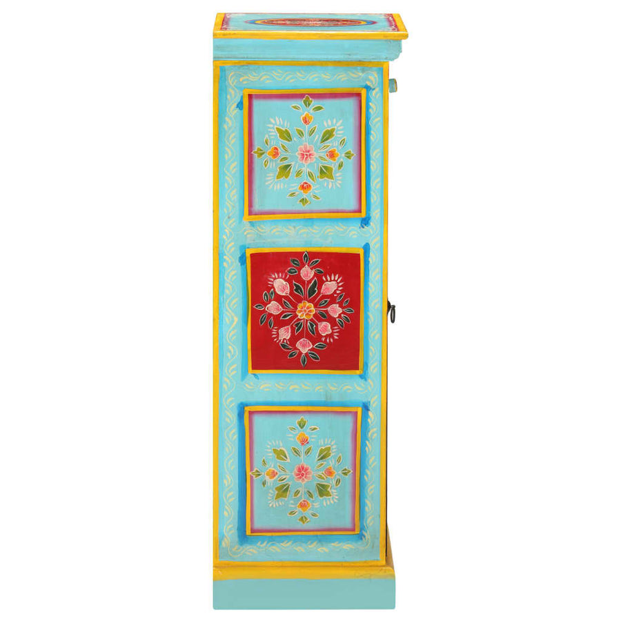 Hoge Kast Handgeschilderd 40X30X90 Cm Massief Mangohout