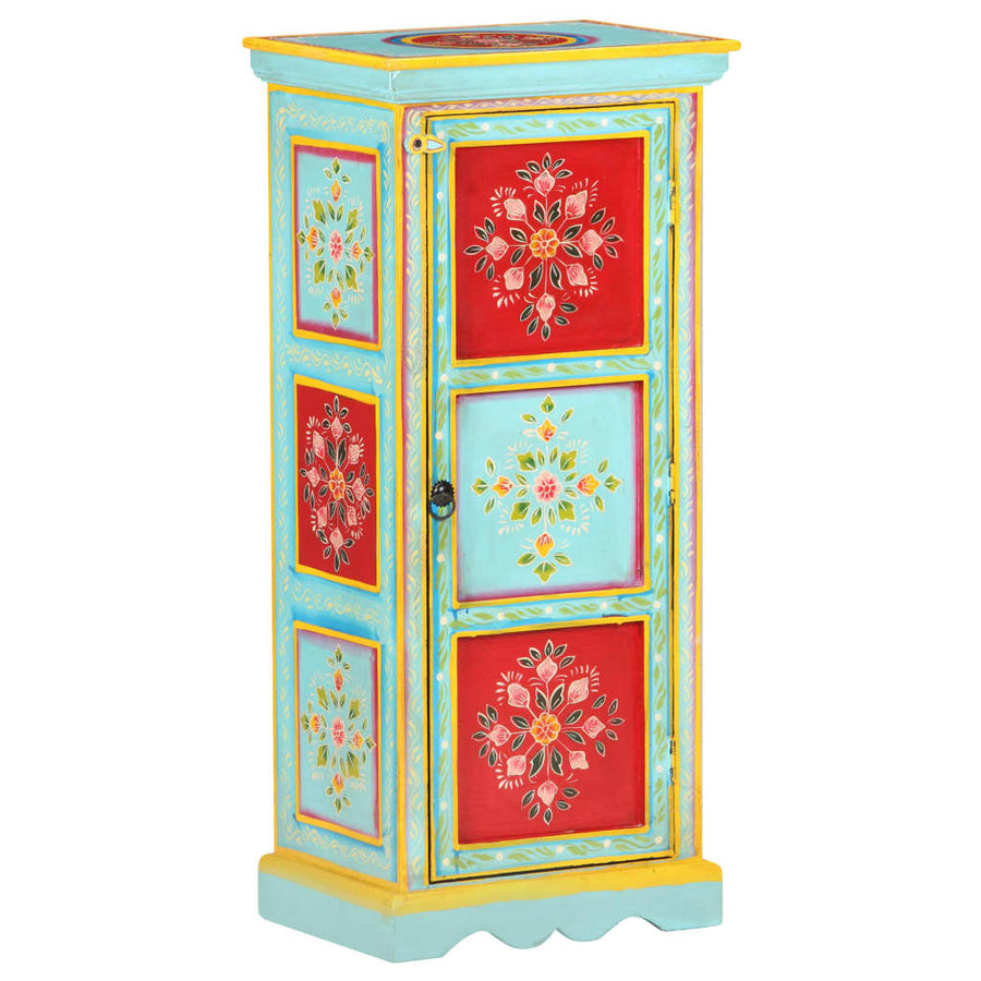 Hoge Kast Handgeschilderd 40X30X90 Cm Massief Mangohout