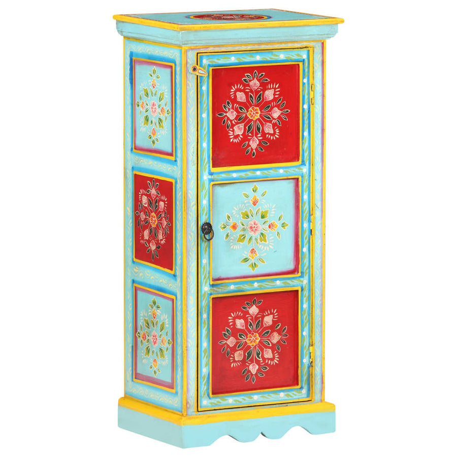 Hoge Kast Handgeschilderd 40X30X90 Cm Massief Mangohout