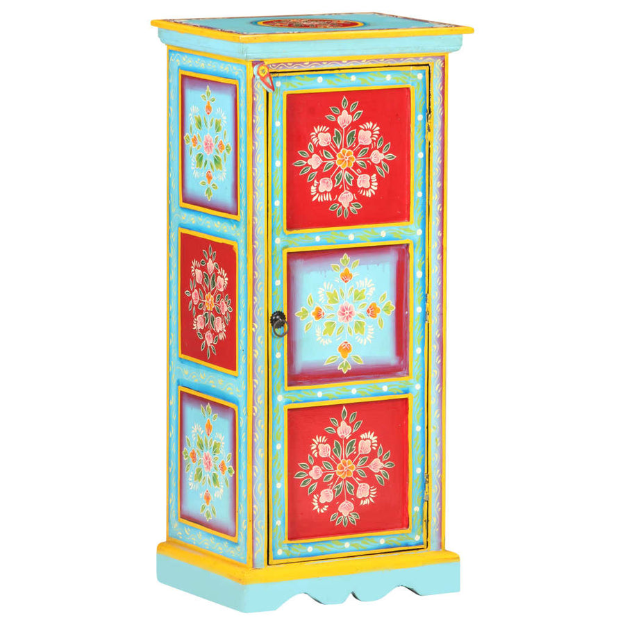 Hoge Kast Handgeschilderd 40X30X90 Cm Massief Mangohout