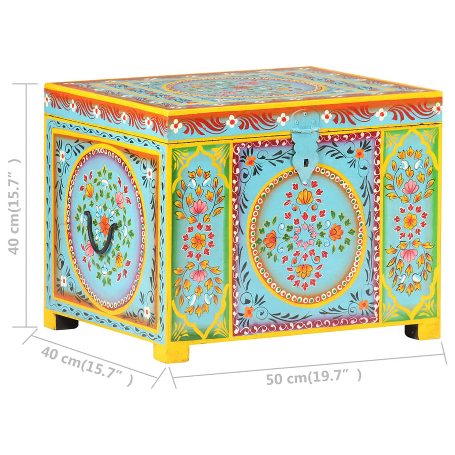 Opbergbox Handgeschilderd 50X40X40 Cm Massief Mangohout