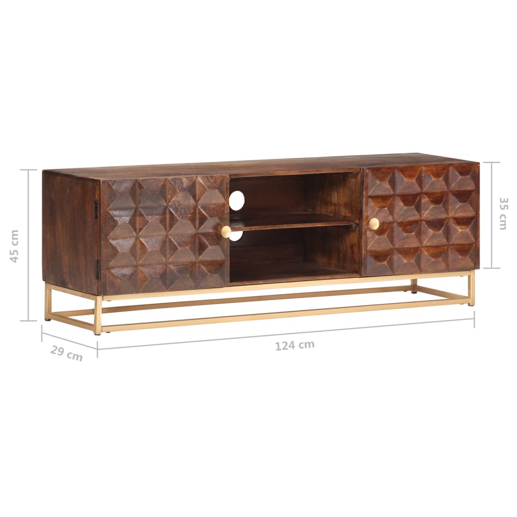 Tv-Meubel 124X29X45 Cm Massief Mangohout