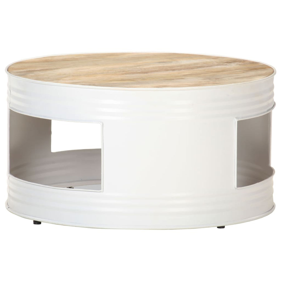 Salontafel 68X68X36 Cm Massief Mangohout Wit Wit