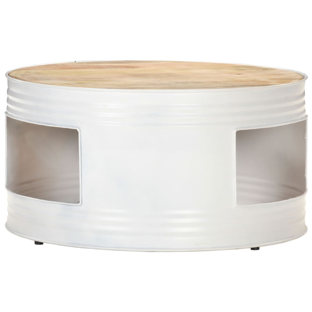 Salontafel 68X68X36 Cm Massief Mangohout Wit Wit