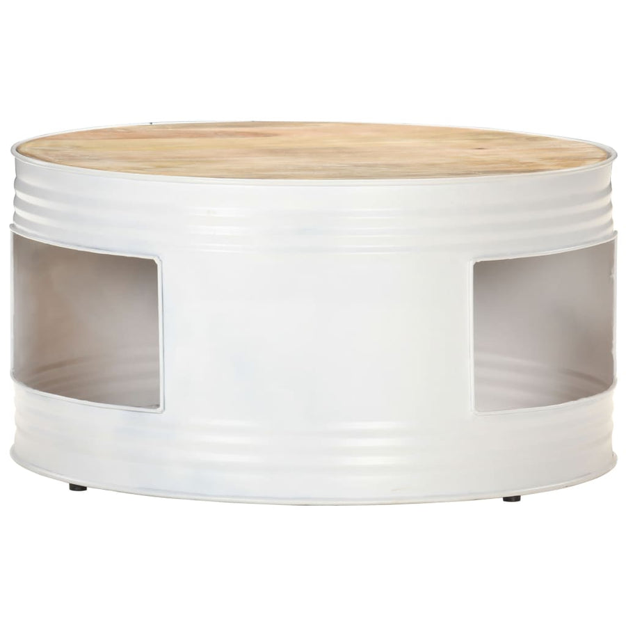 Salontafel 68X68X36 Cm Massief Mangohout Wit Wit