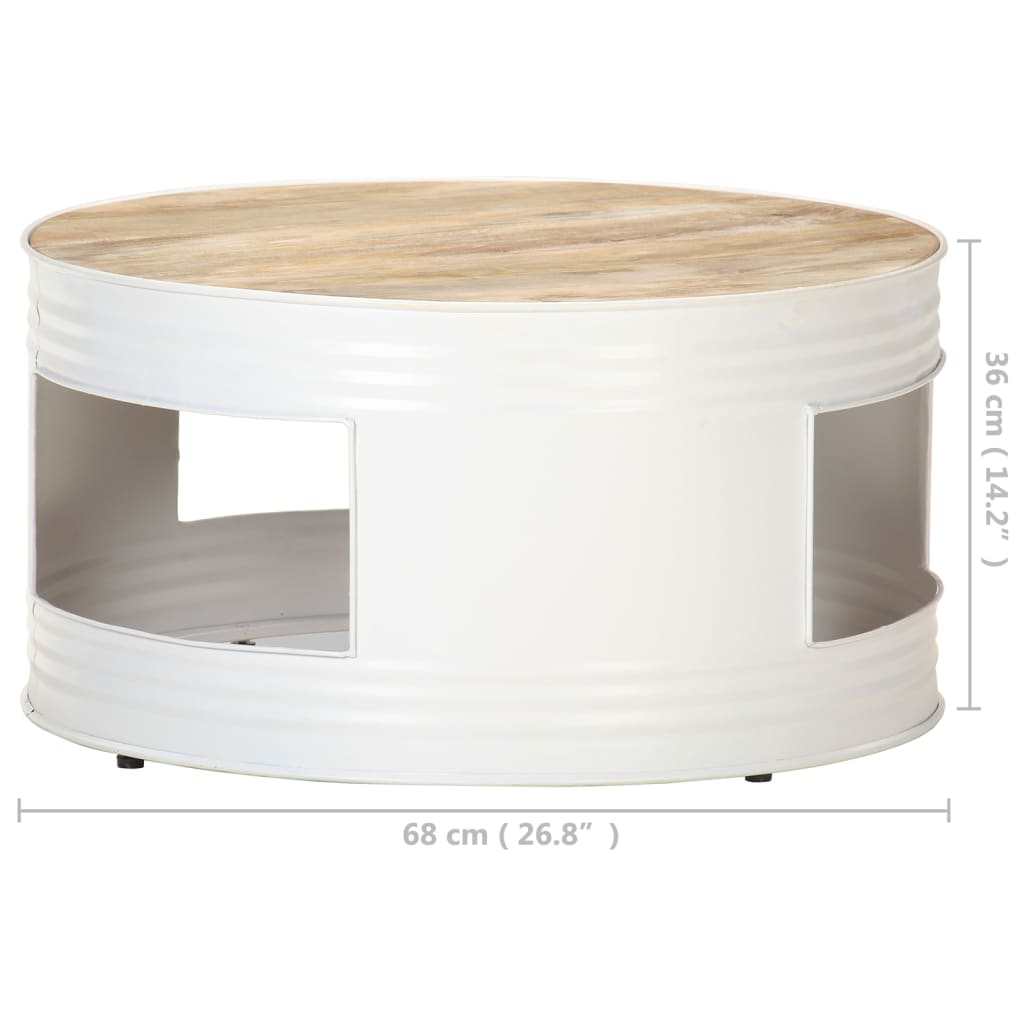 Salontafel 68X68X36 Cm Massief Mangohout Wit Wit
