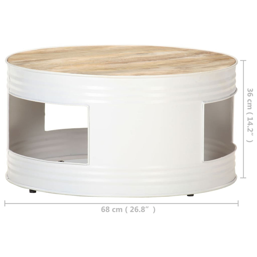 Salontafel 68X68X36 Cm Massief Mangohout Wit Wit