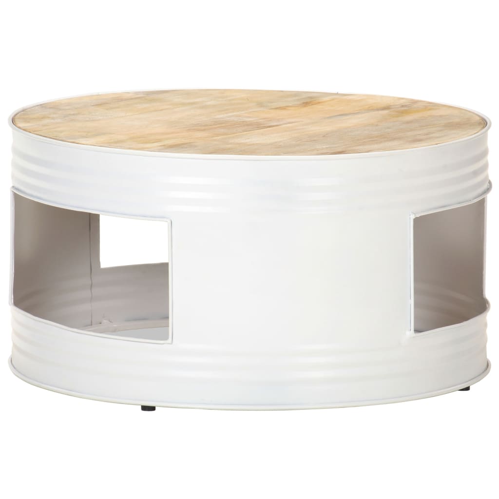 Salontafel 68X68X36 Cm Massief Mangohout Wit Wit