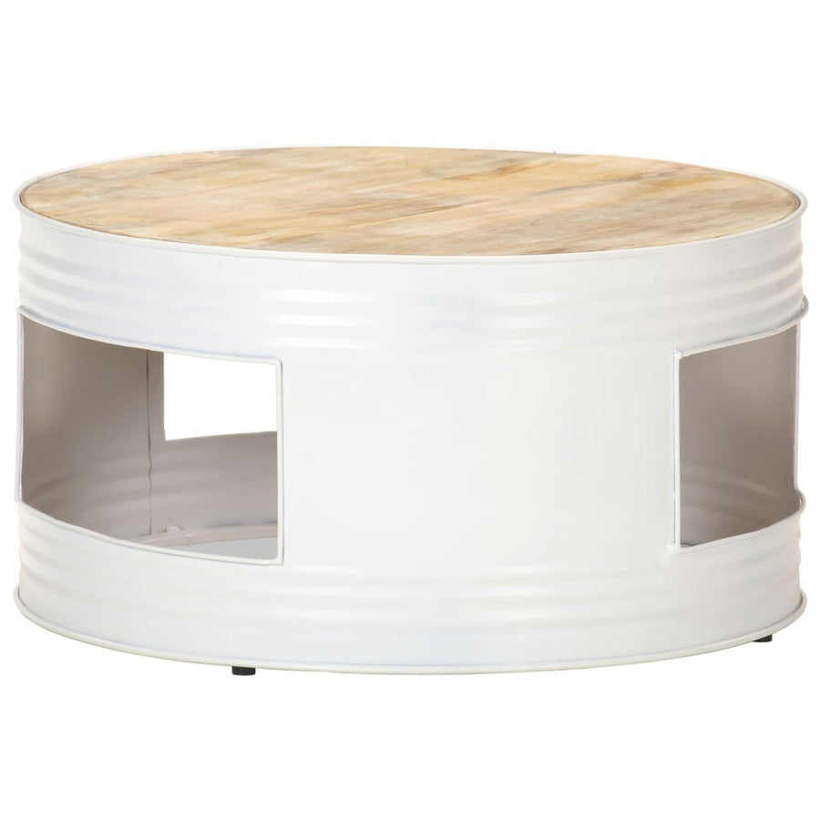 Salontafel 68X68X36 Cm Massief Mangohout Wit Wit