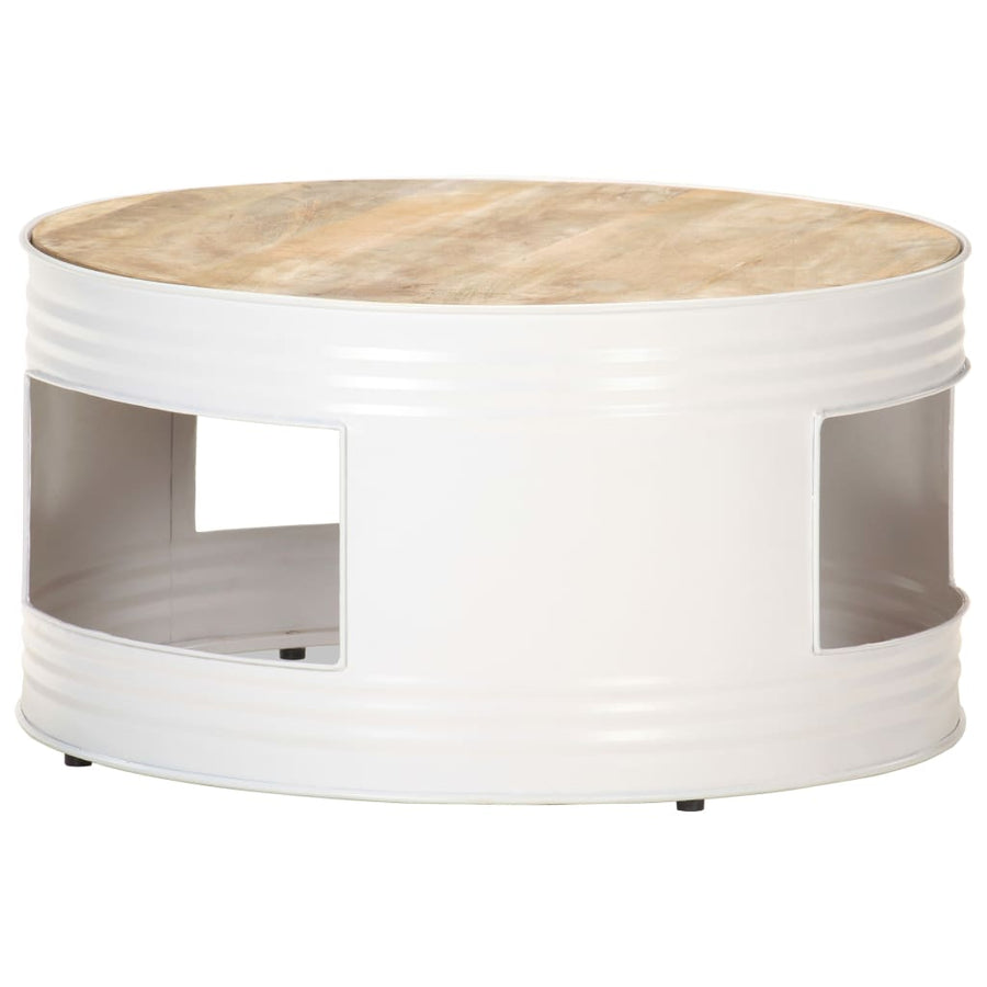 Salontafel 68X68X36 Cm Massief Mangohout Wit Wit
