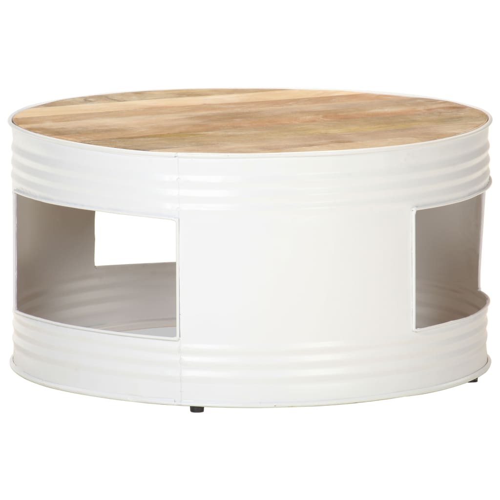 Salontafel 68X68X36 Cm Massief Mangohout Wit Wit