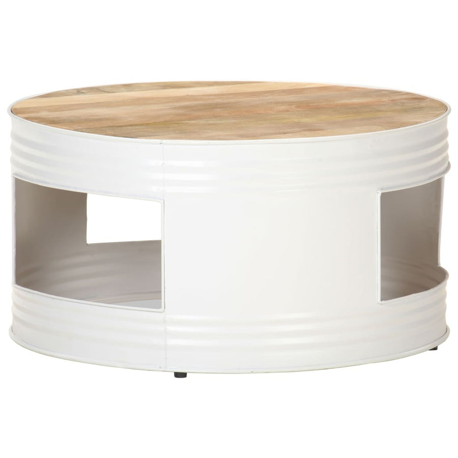 Salontafel 68X68X36 Cm Massief Mangohout Wit Wit