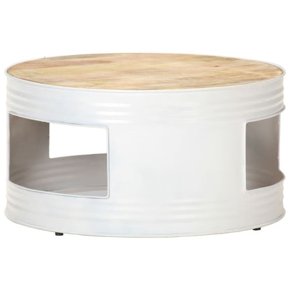 Salontafel 68X68X36 Cm Massief Mangohout Wit Wit