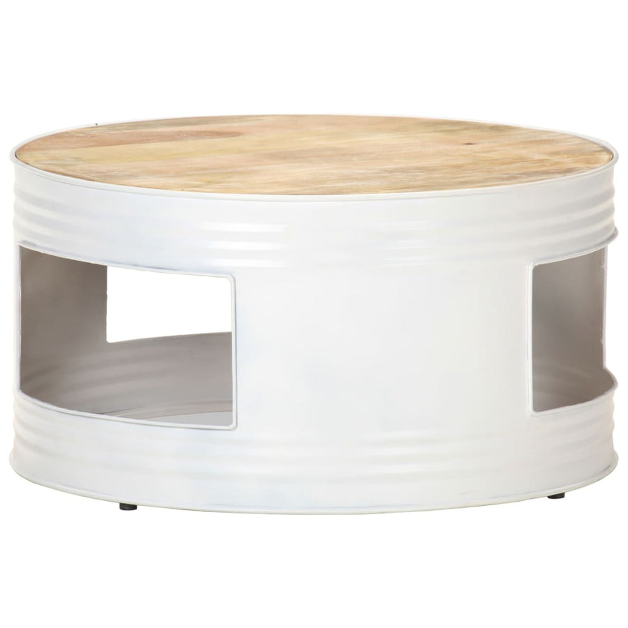 Salontafel 68X68X36 Cm Massief Mangohout Wit Wit