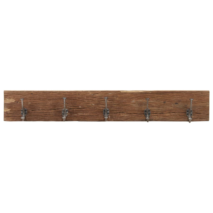Wandkapstok Met 5 Haken 100X2,5X15 Cm Massief Gerecycled Hout