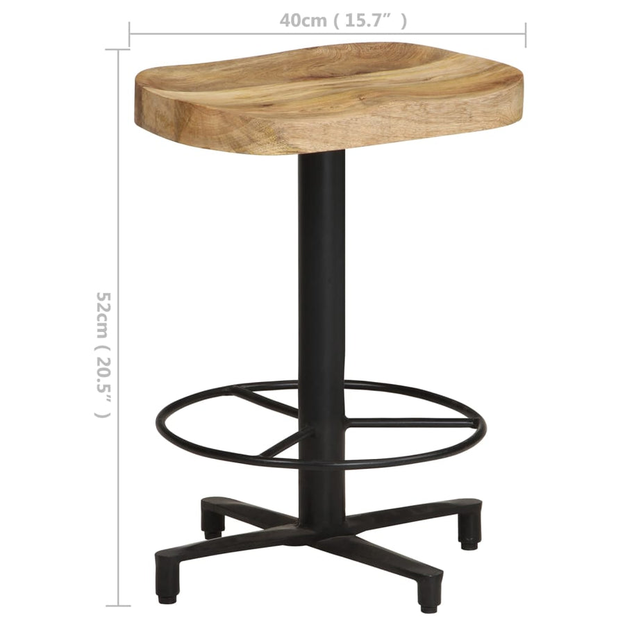 Barkrukken 2 st 52 cm massief mangohout