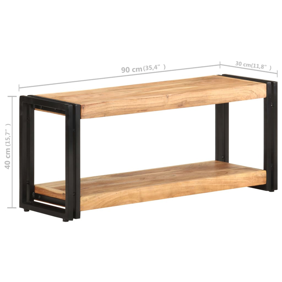 Tv-Meubel Zwart 90 x 30 x 40 cm Massief acaciahout