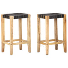 Barkrukken 2 st leer 75 cm zwart