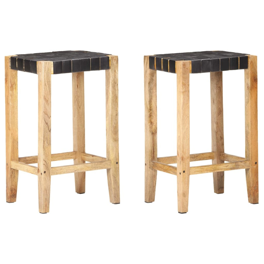 Barkrukken Echt Leer 75 cm Zwart