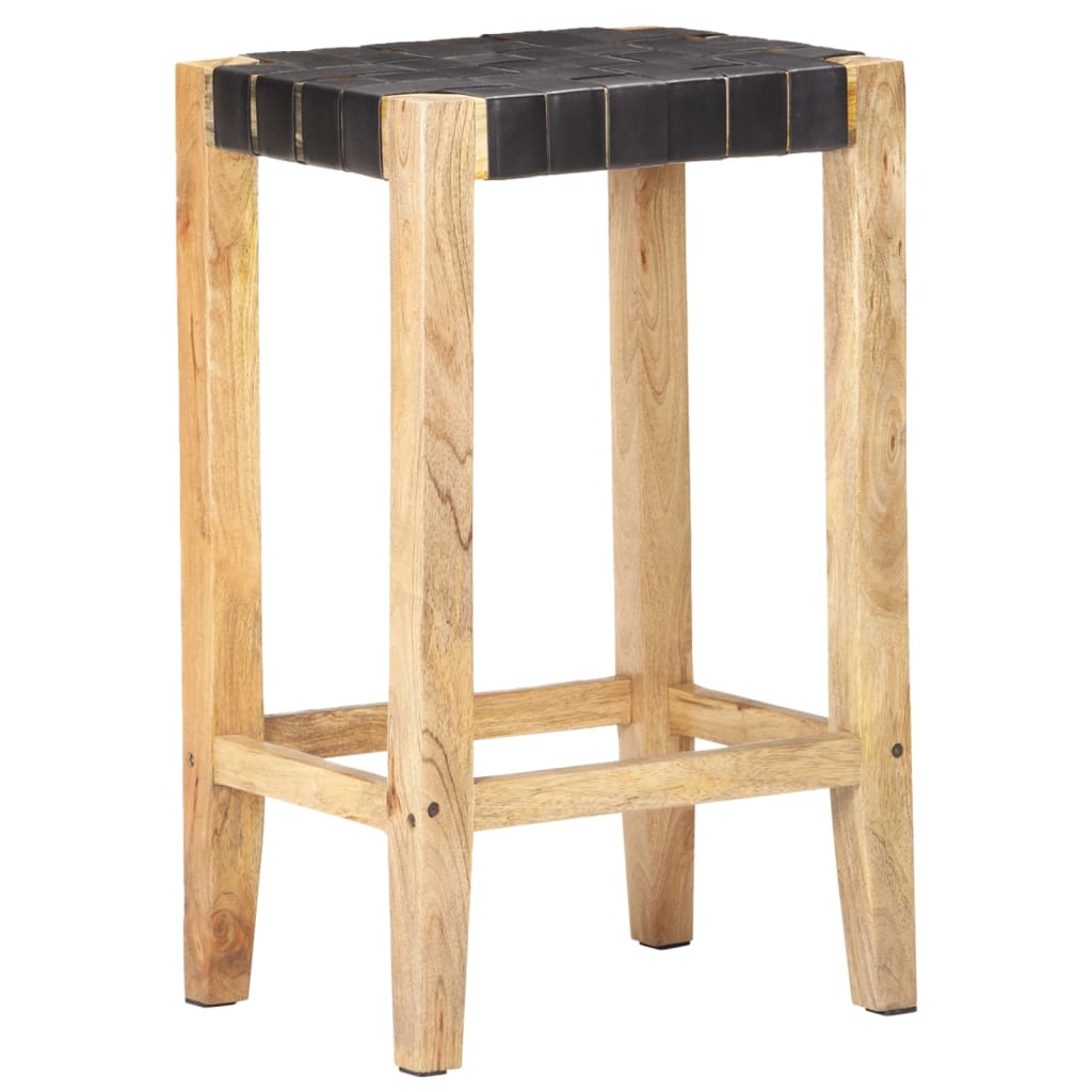Barkrukken Echt Leer 75 cm Zwart