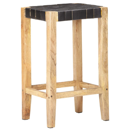 Barkrukken Echt Leer 75 cm Zwart
