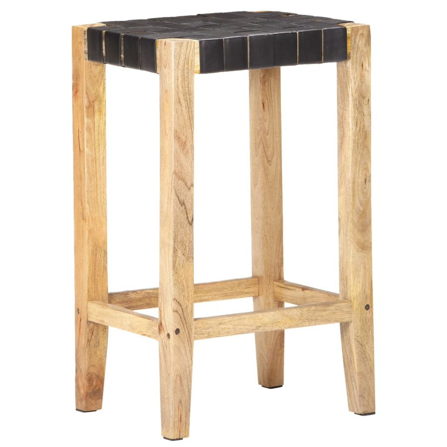 Barkrukken Echt Leer 75 cm Zwart