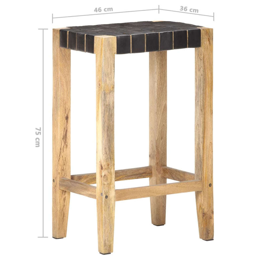 Barkrukken Echt Leer 75 cm Zwart