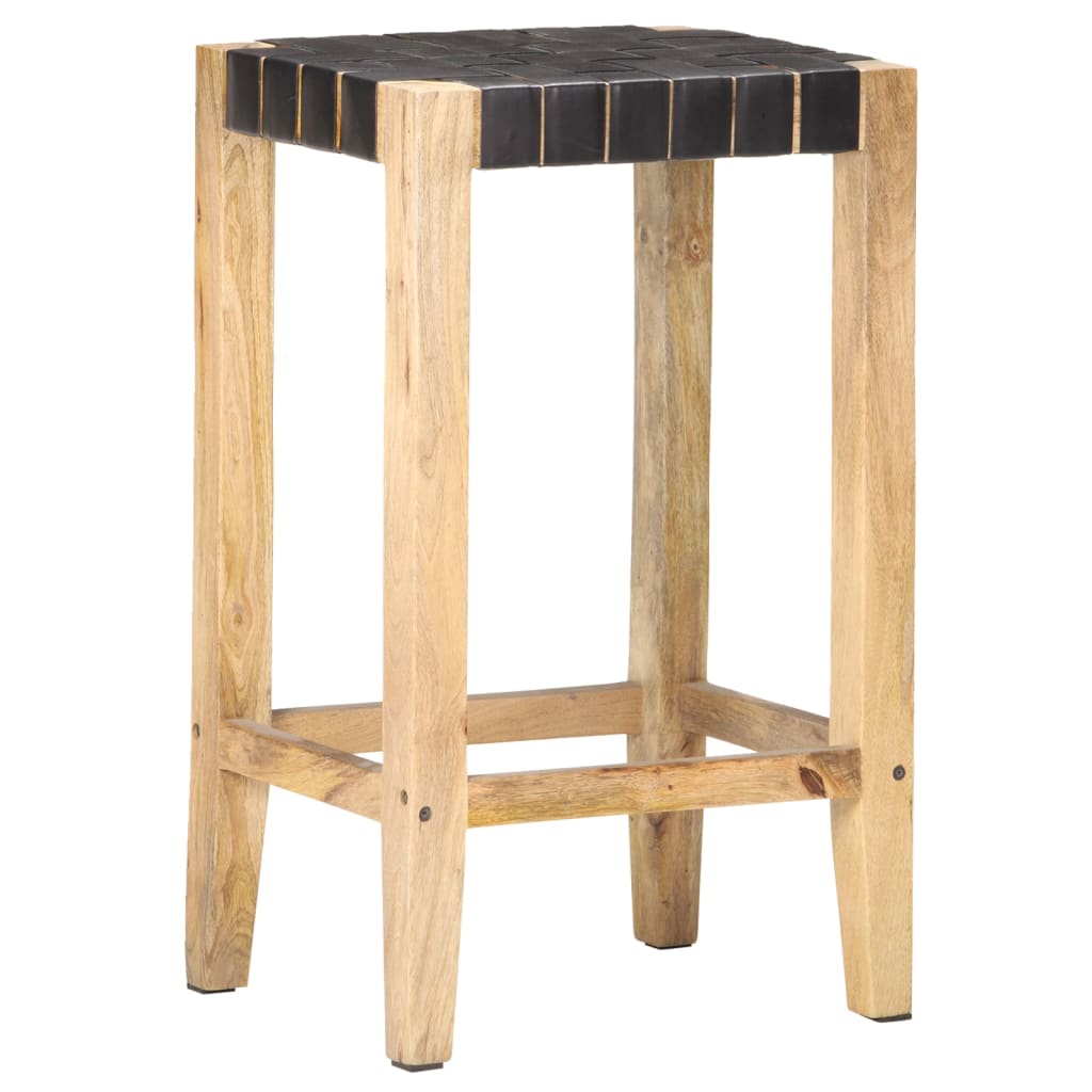 Barkrukken Echt Leer 75 cm Zwart