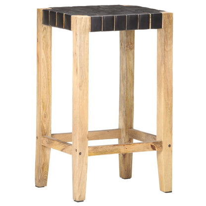 Barkrukken Echt Leer 75 cm Zwart