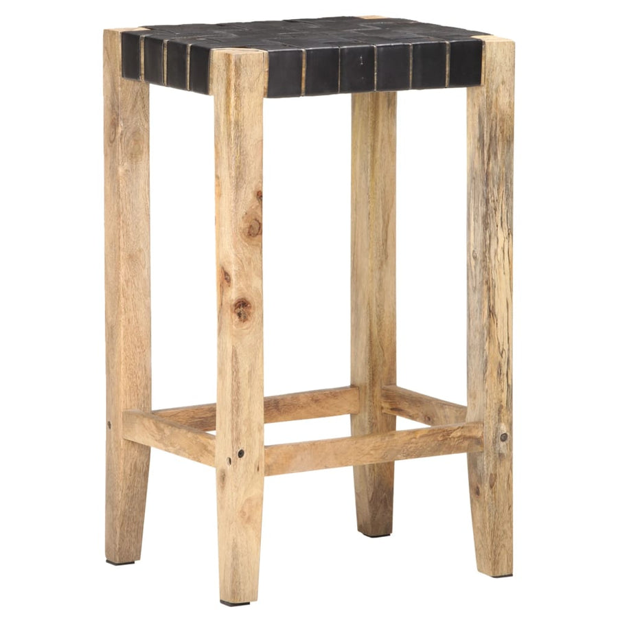 Barkrukken Echt Leer 75 cm Zwart