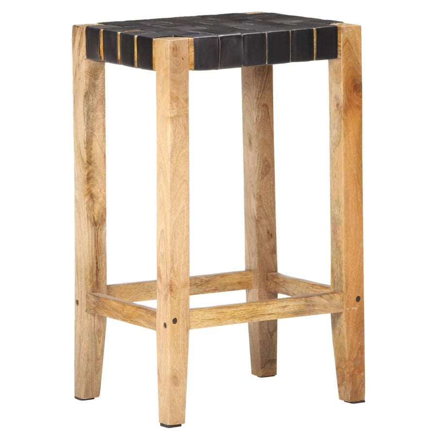 Barkrukken Echt Leer 75 cm Zwart