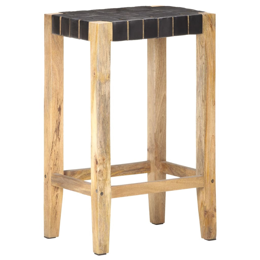 Barkrukken Echt Leer 75 cm Zwart
