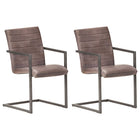 Eetkamerstoelen 2 stuks echt leer bruin 45x46.5x46 cm