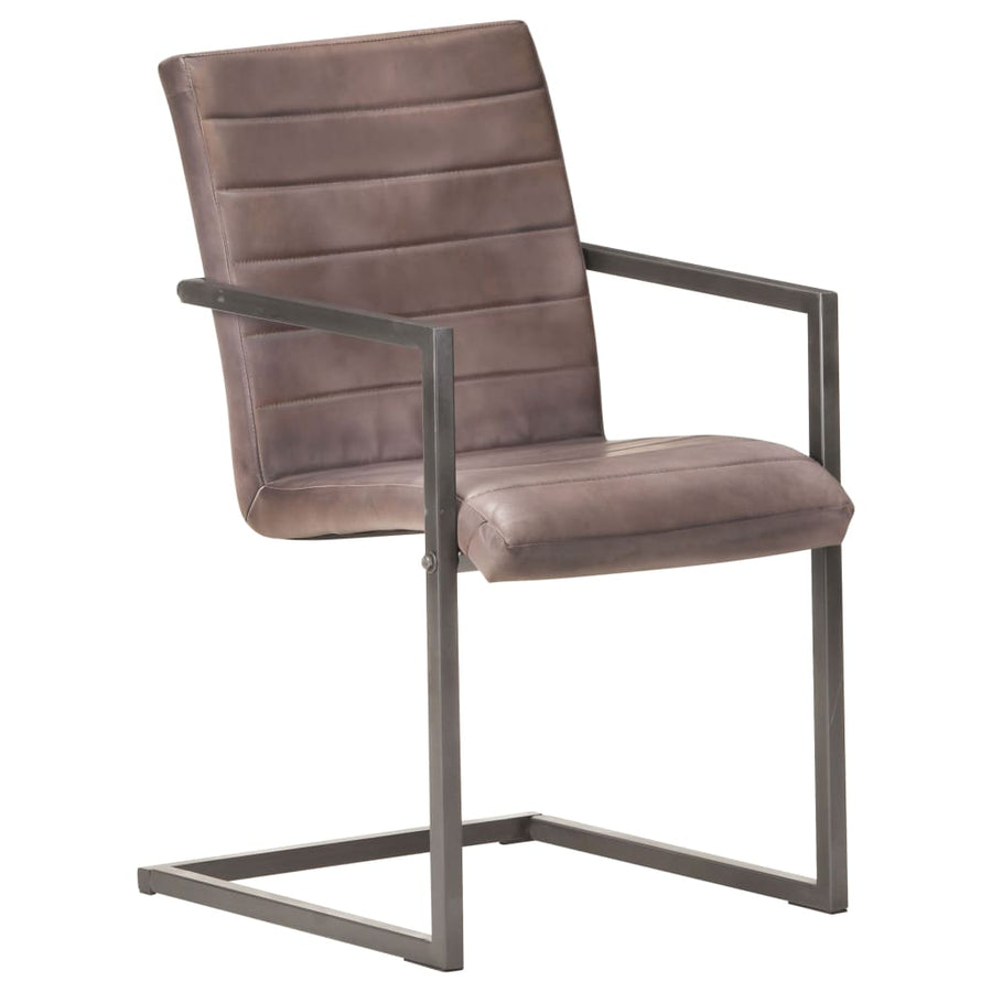 Eetkamerstoelen 2 st echt leer bruin