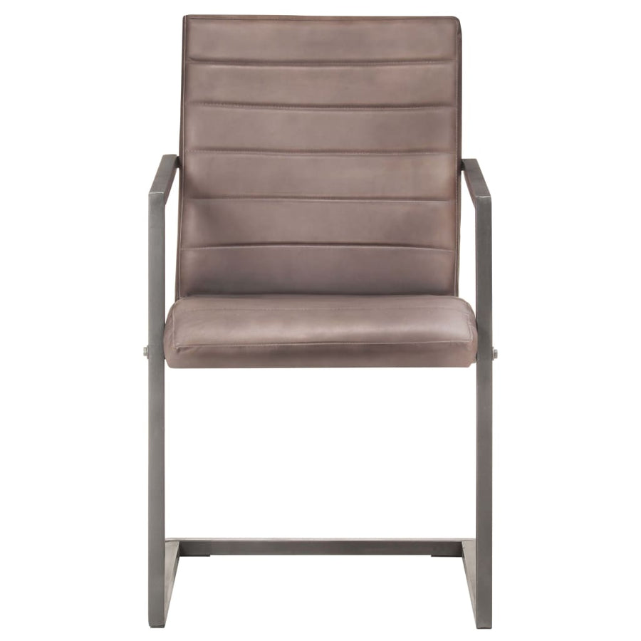 Eetkamerstoelen 2 st echt leer bruin