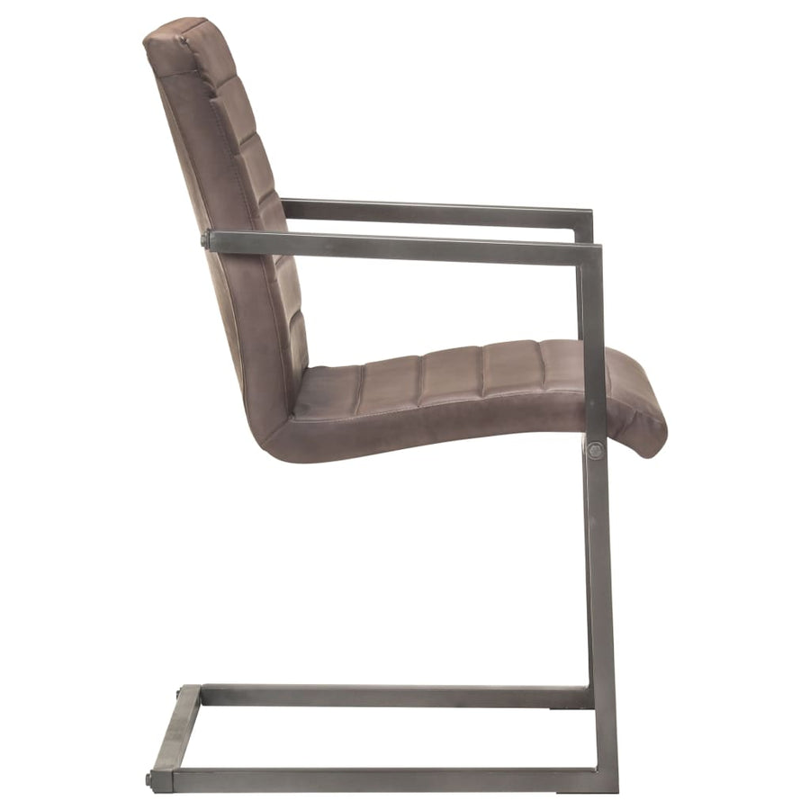 Eetkamerstoelen 2 st echt leer bruin