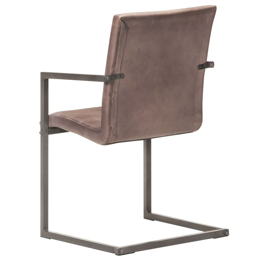 Eetkamerstoelen 2 st echt leer bruin