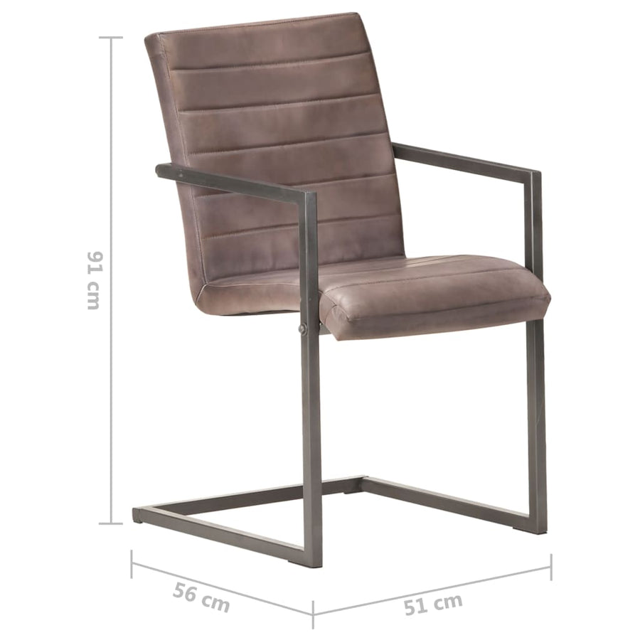 Eetkamerstoelen 2 st echt leer bruin