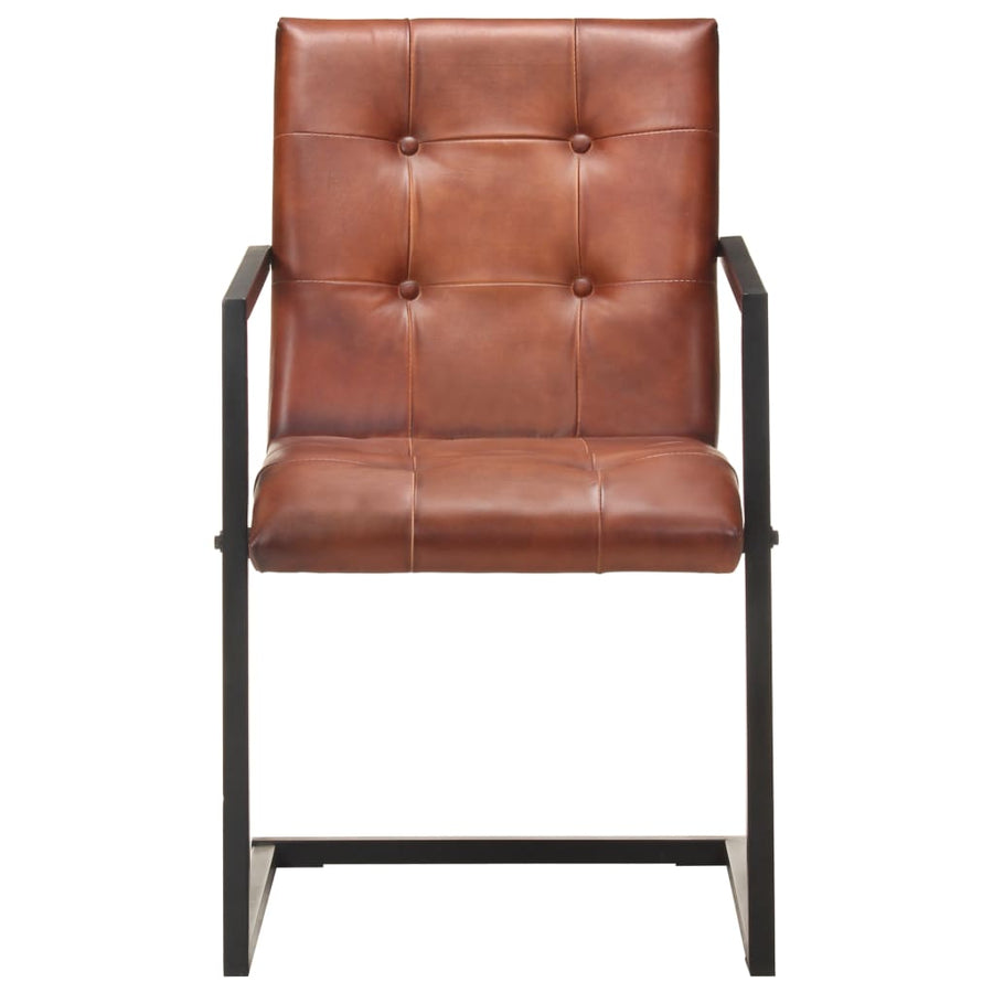 Eetkamerstoelen 2 st echt leer bruin