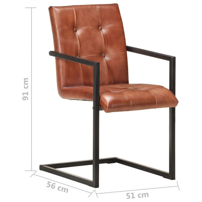 Eetkamerstoelen 2 st echt leer bruin