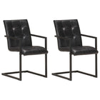 Dining chairs 2 pc genuine leather black