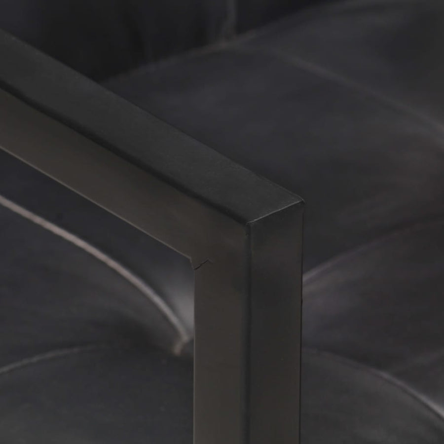 Eetkamerstoelen 2 st echt leer zwart 2 Zwart Patroon 3
