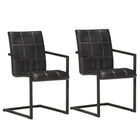 Dining chairs 2 pcs genuine leather black
