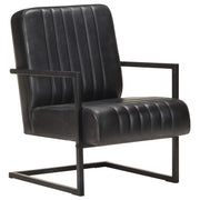 Fauteuil zwart echt leer