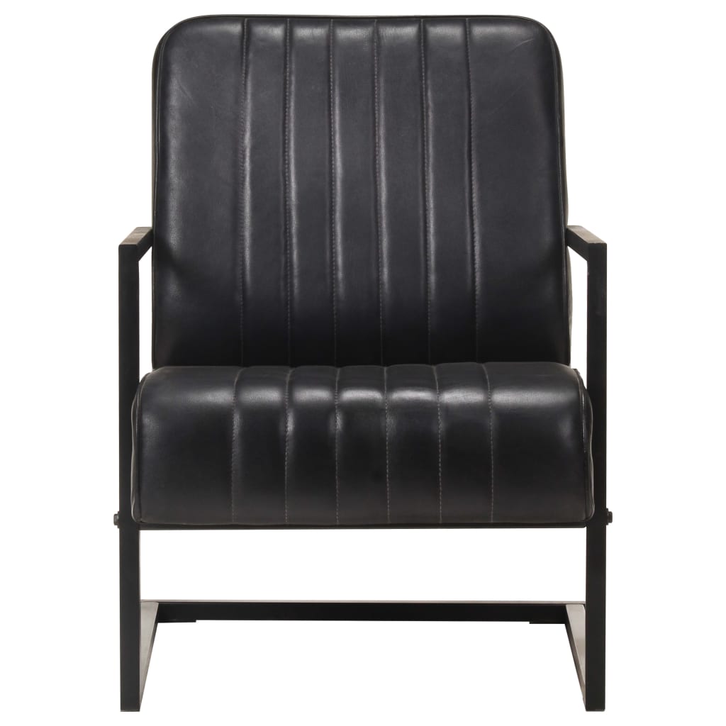 Fauteuil Echt Leer Zwart