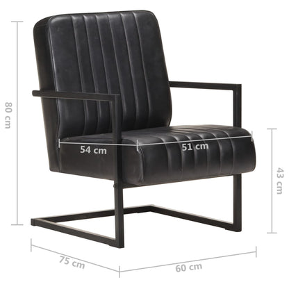 Fauteuil Echt Leer Zwart
