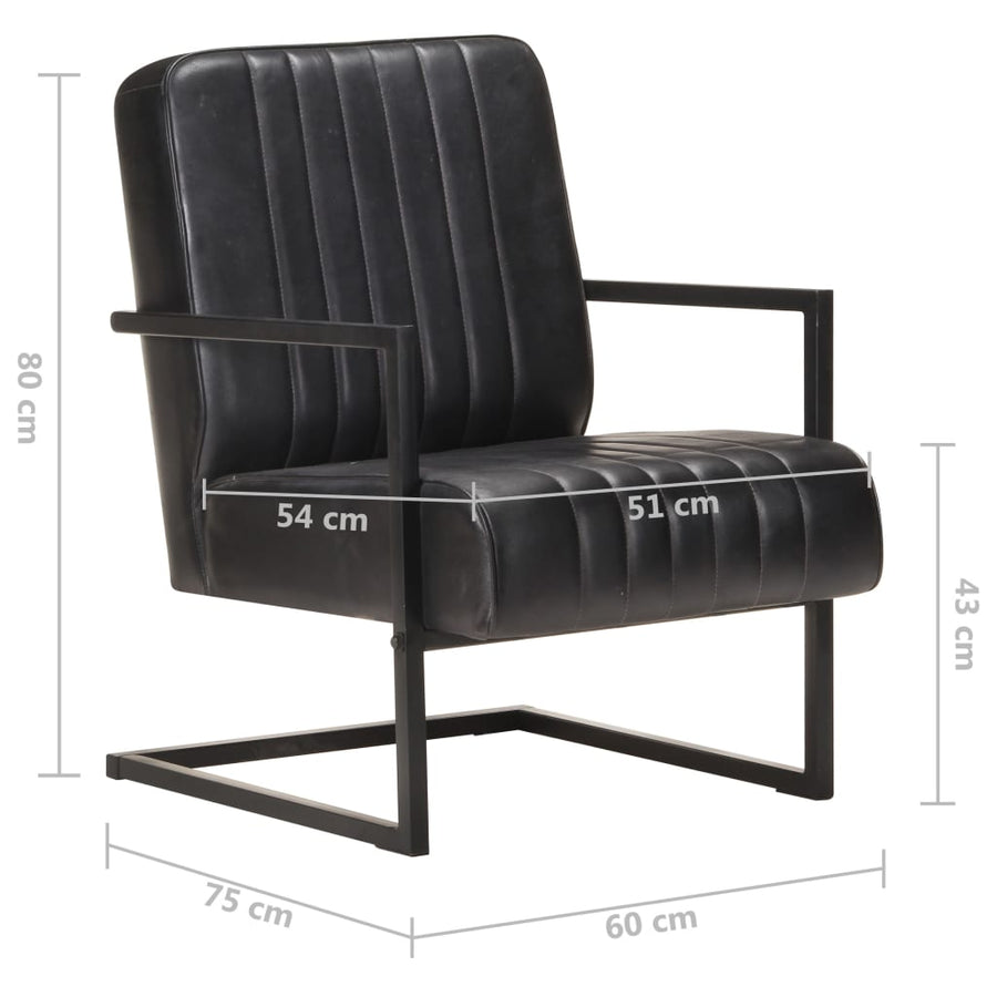 Fauteuil Echt Leer Zwart