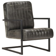 Fauteuil leer verweerd grijs