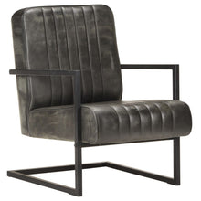 Fauteuil Echt Leer Verweerd Grijs