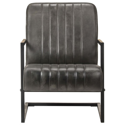 Fauteuil Echt Leer Verweerd Grijs